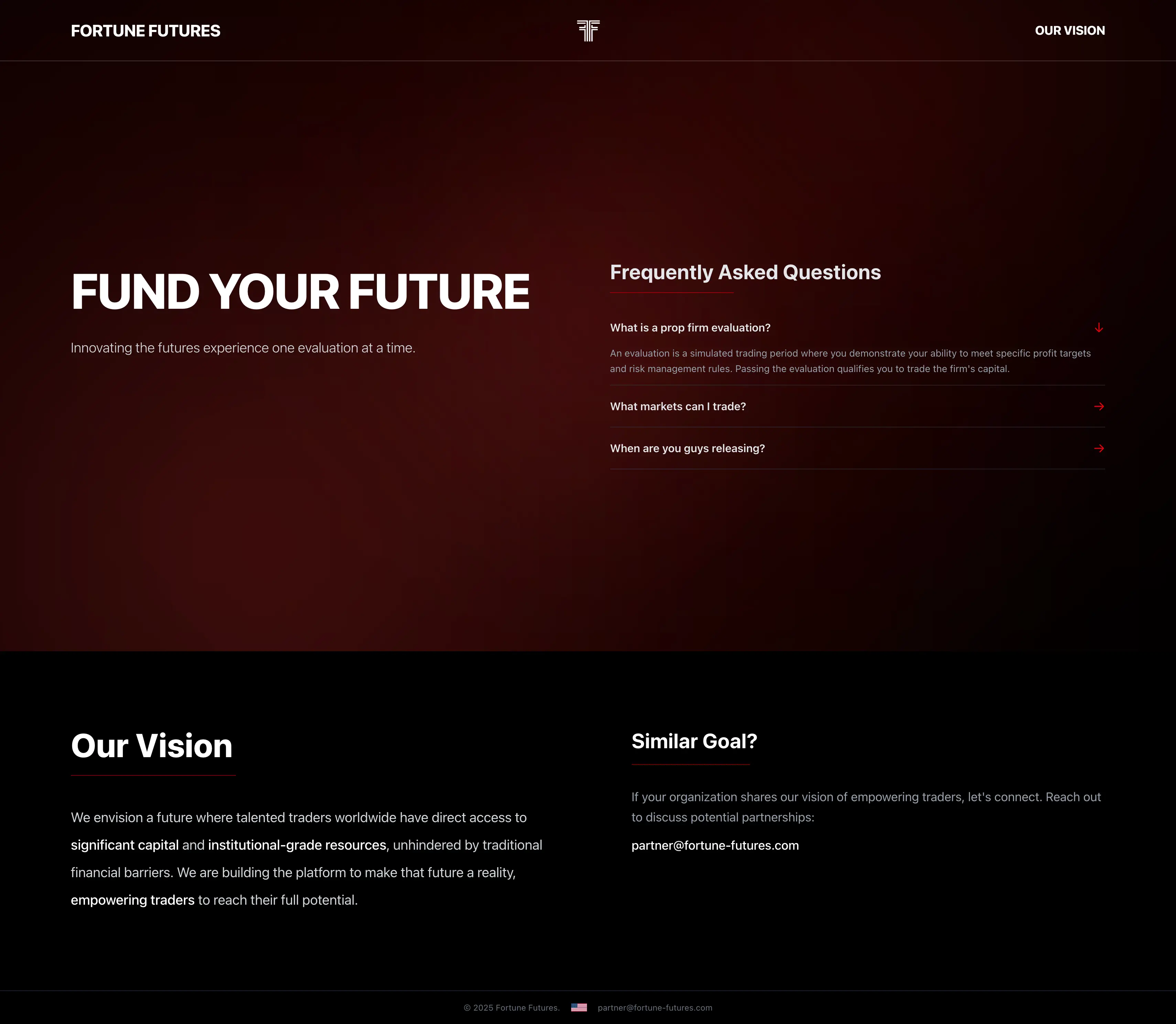 Fortune Futures Landing Page Screenshot