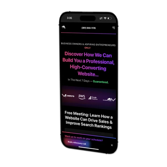 A phone showing our discovery page