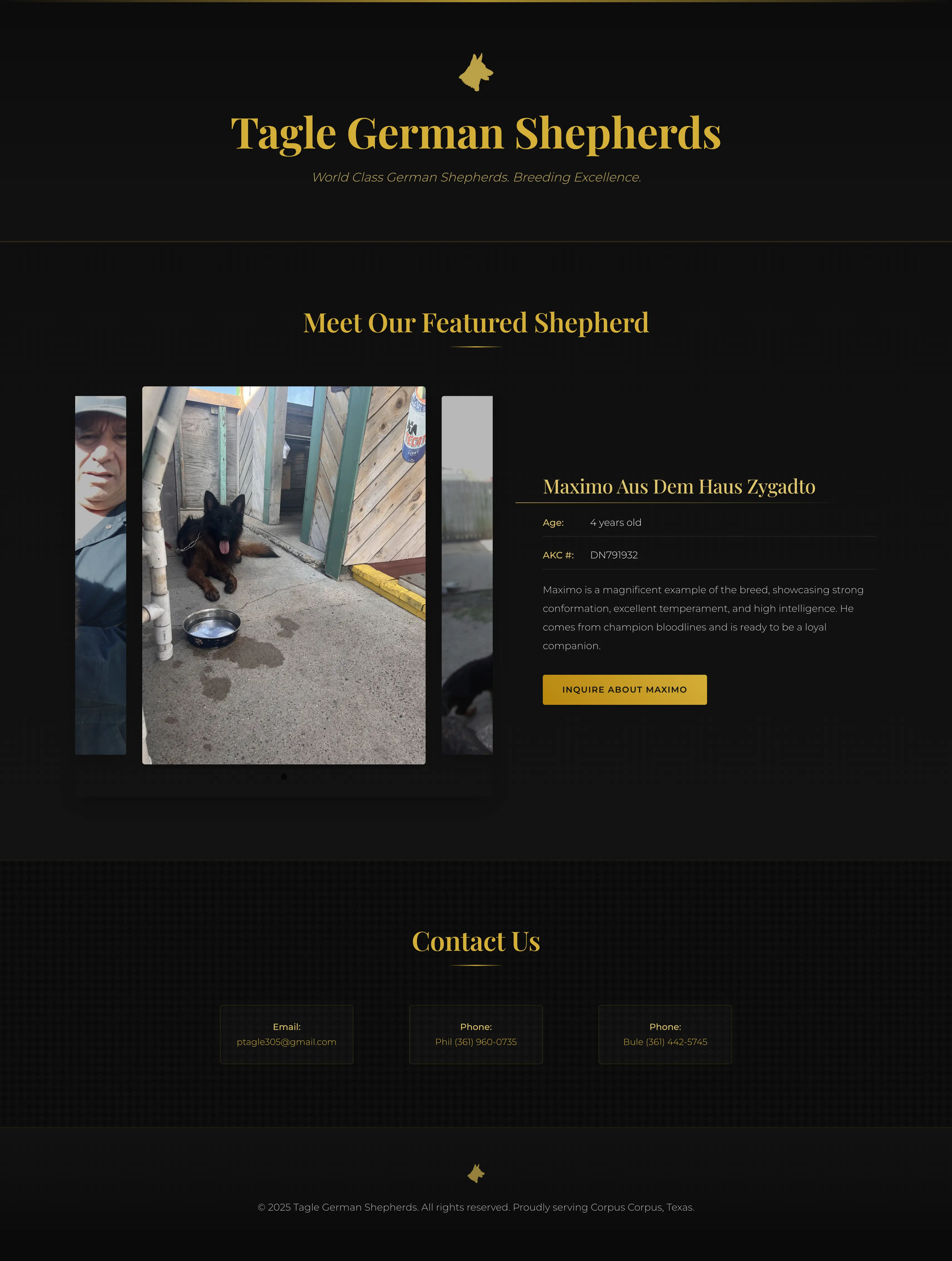 Tagle German Shepherds Website Screenshot